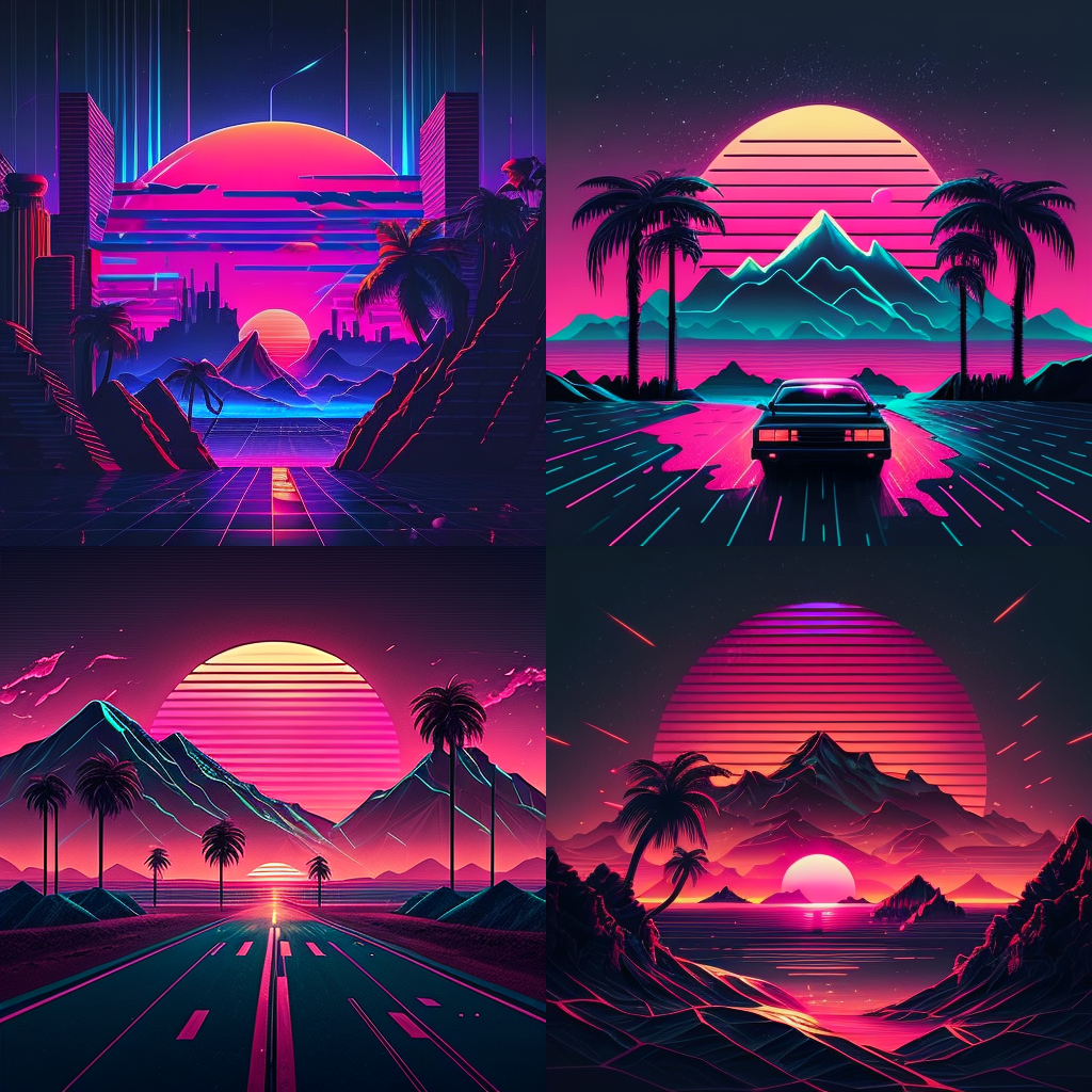 Synthwave Background 4 Pack